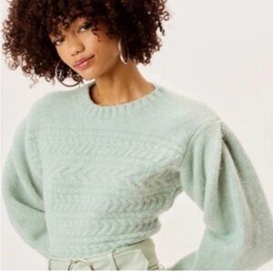 For Love And Lemons Light Green Crew Neck Sweater